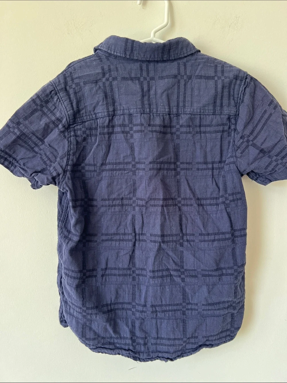 3/$15 Sovereign Code Boys Navy Plaid Short Sleeve Button Down Shirt Size 7